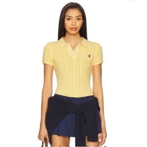 NWT Polo by Ralph Lauren Fall Yellow Cable Knit short sleeve Sweater